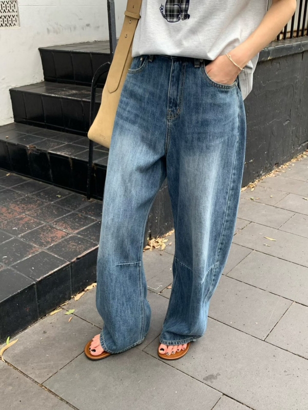 韓 刷色車線牛仔褲 2色