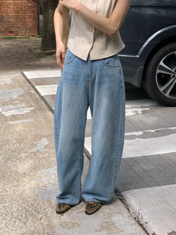 韓 刷色車線牛仔褲 2色