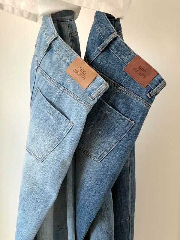 韓 刷色車線牛仔褲 2色