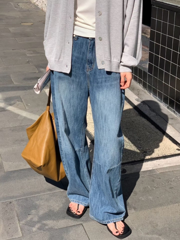 韓 刷色車線牛仔褲 2色