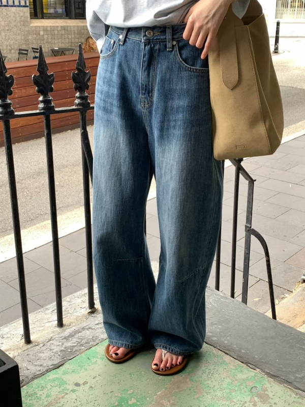 韓 刷色車線牛仔褲 2色