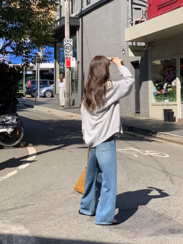 韓 刷色車線牛仔褲 2色