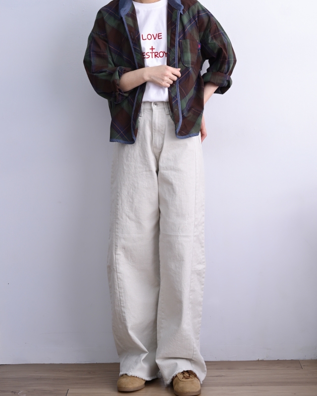 韓 下鬚鬚米白長褲 size