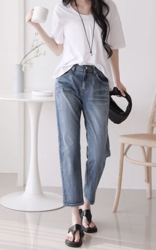 韓 牛仔刷色輕薄長褲 size