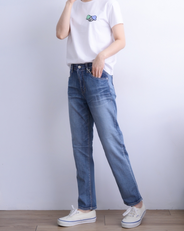 韓 牛仔刷色輕薄長褲 size