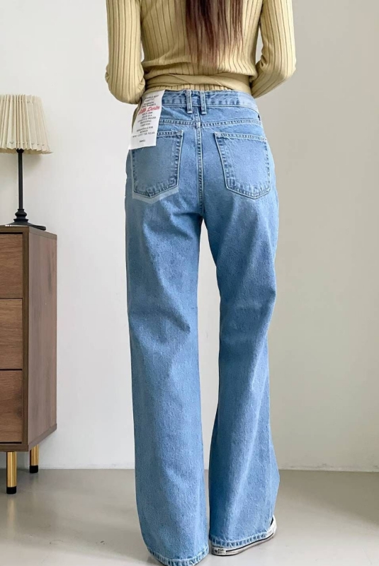 韓 刷白細刷紋牛仔褲