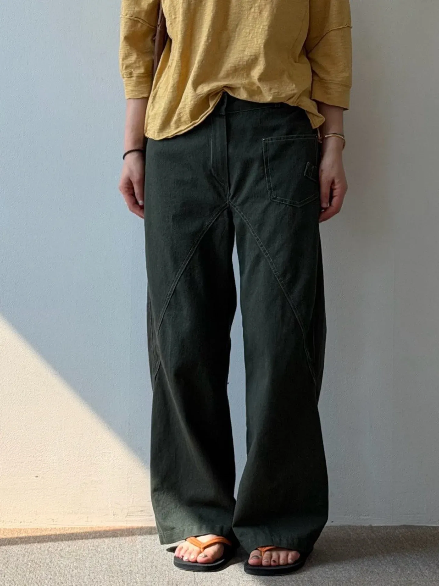 韓 低調側拚色長褲 3色