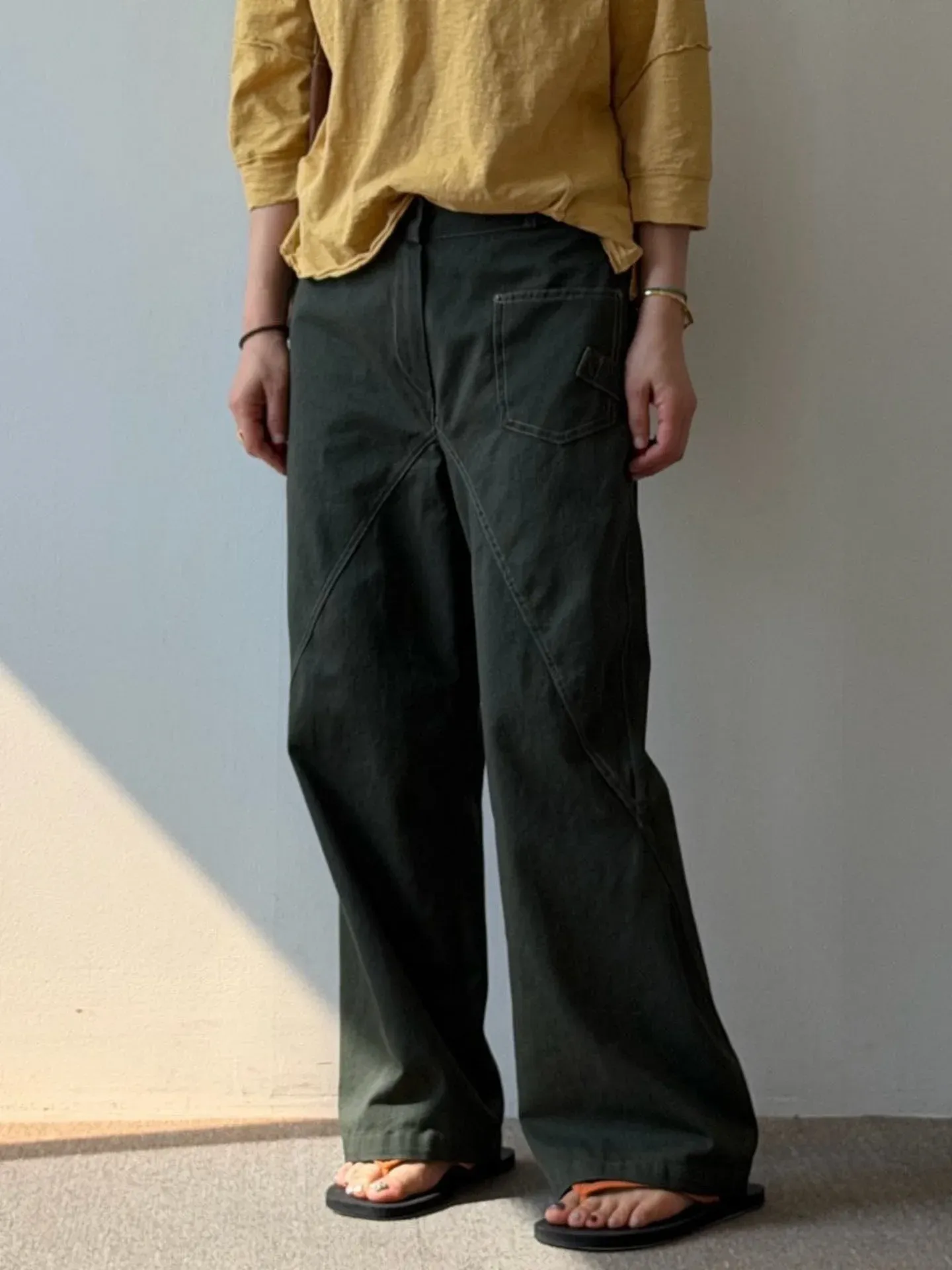 韓 低調側拚色長褲 3色