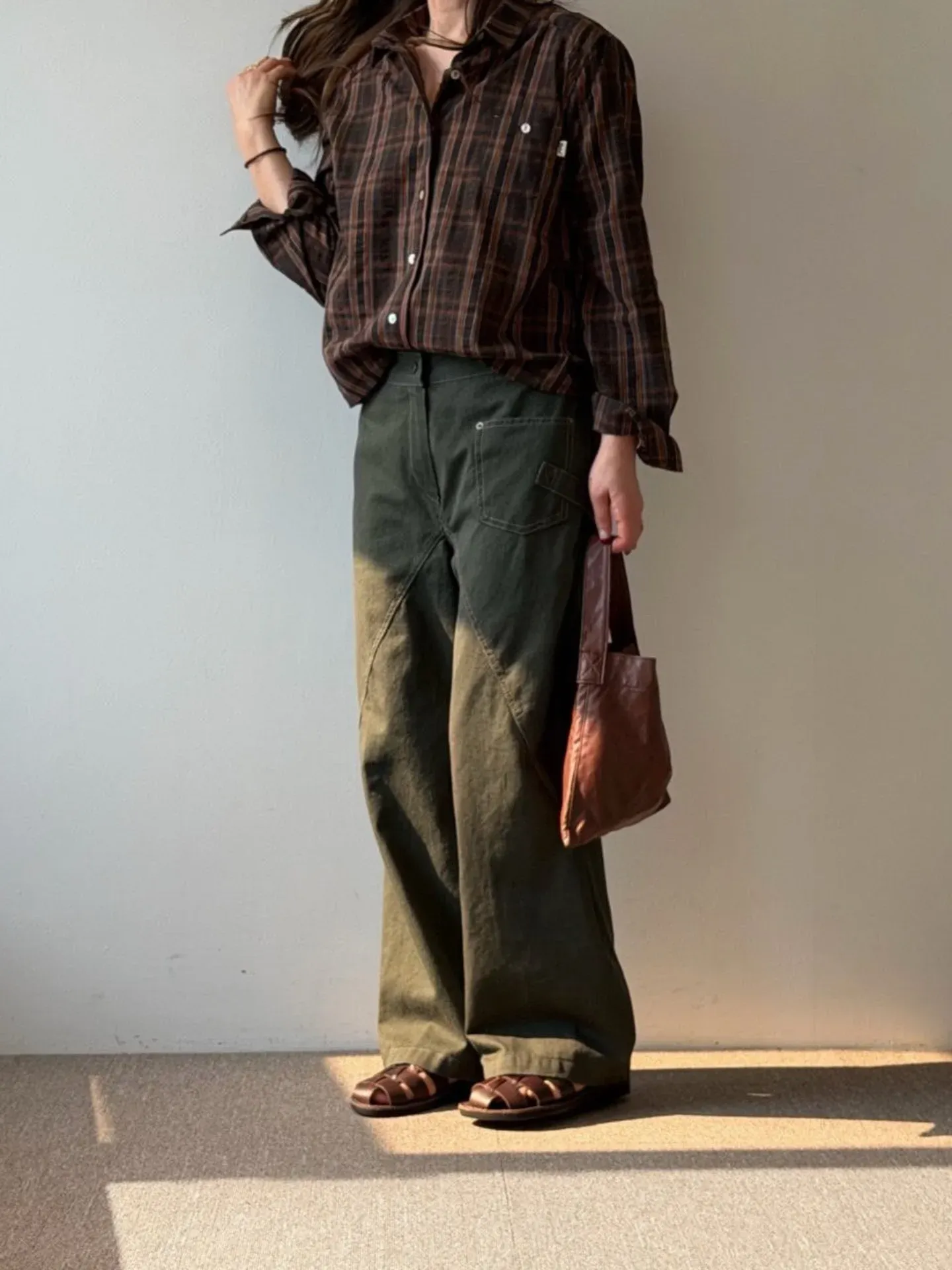 韓 低調側拚色長褲 3色