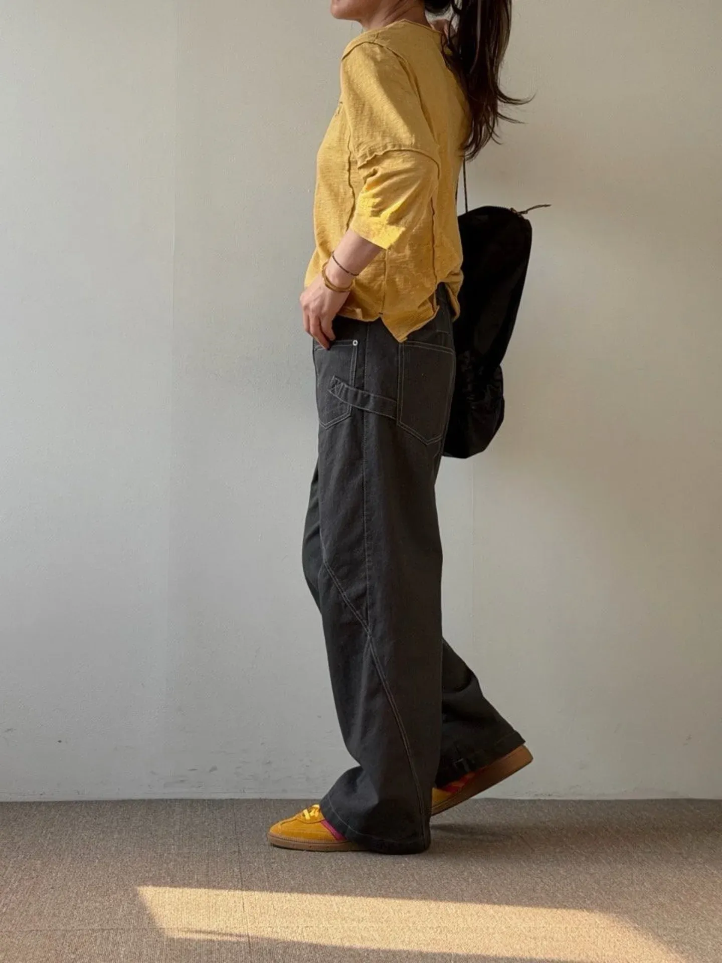 韓 低調側拚色長褲 3色