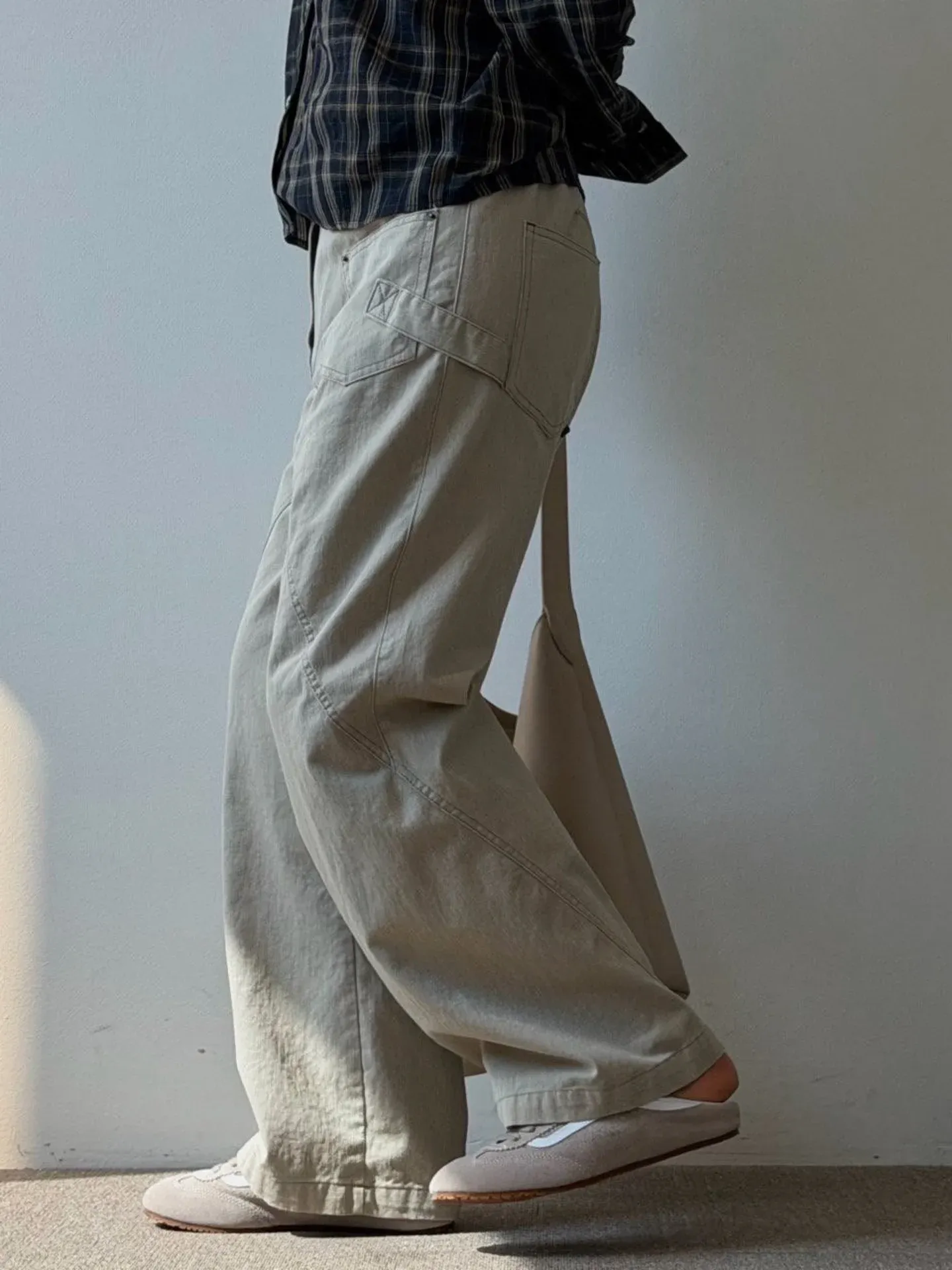 韓 低調側拚色長褲 3色