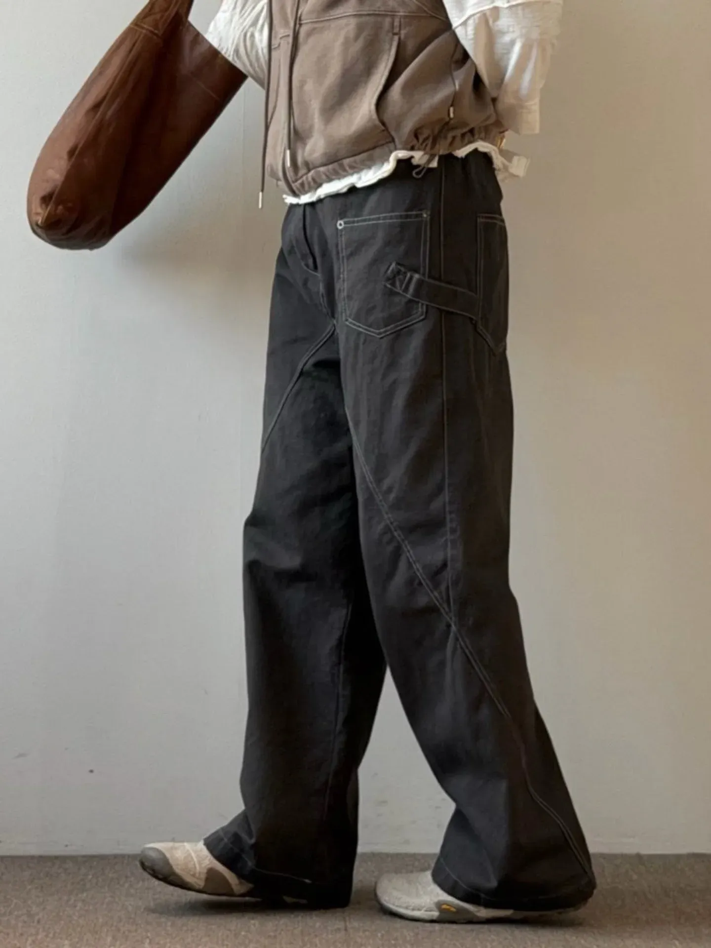 韓 低調側拚色長褲 3色