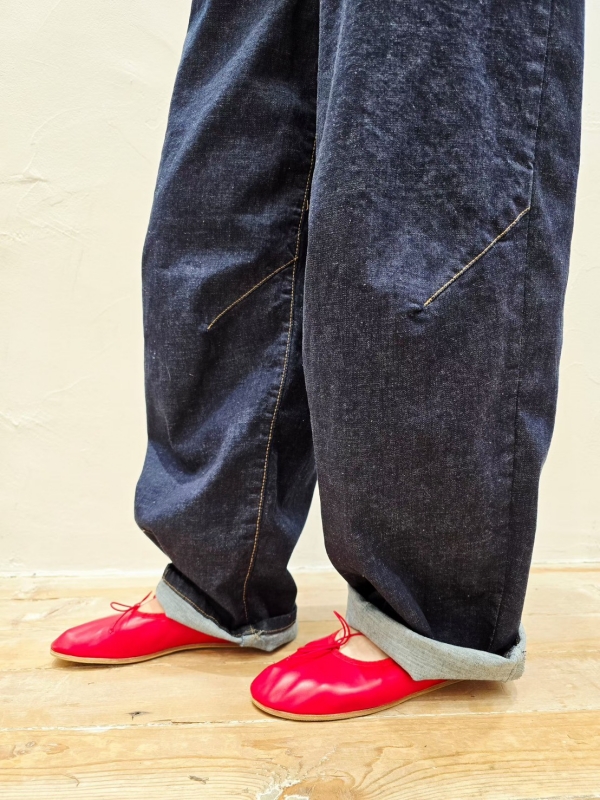 韓 後腰鬆緊深藍牛仔褲