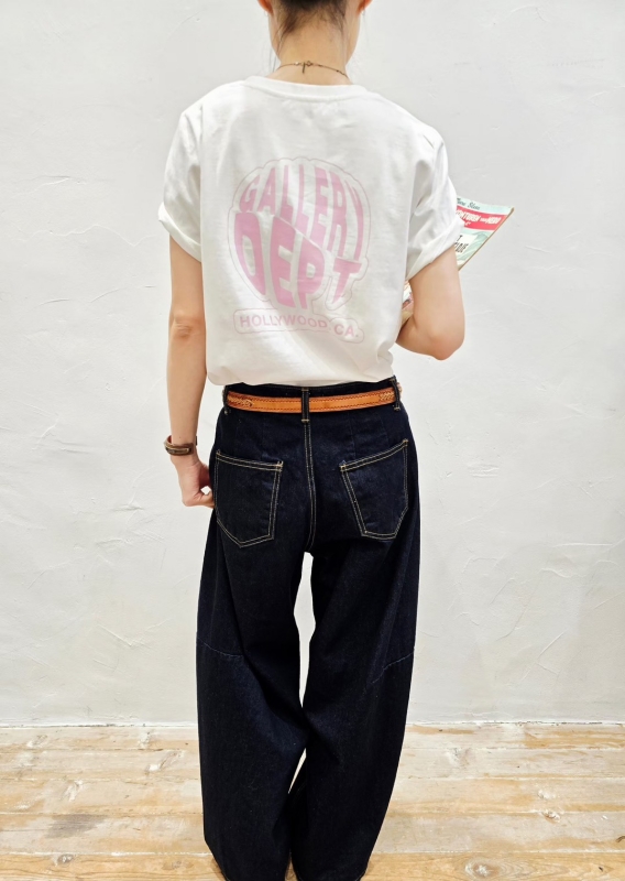 韓 後腰鬆緊深藍牛仔褲