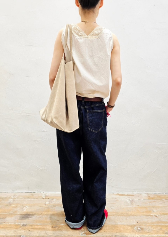 韓 後腰鬆緊深藍牛仔褲