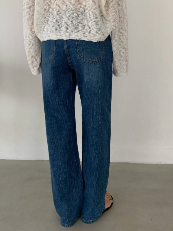 韓 細刷紋牛仔褲