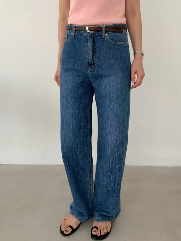 韓 細刷紋牛仔褲