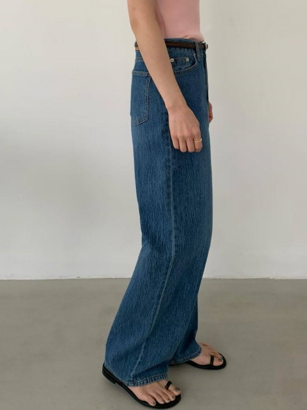 韓 細刷紋牛仔褲