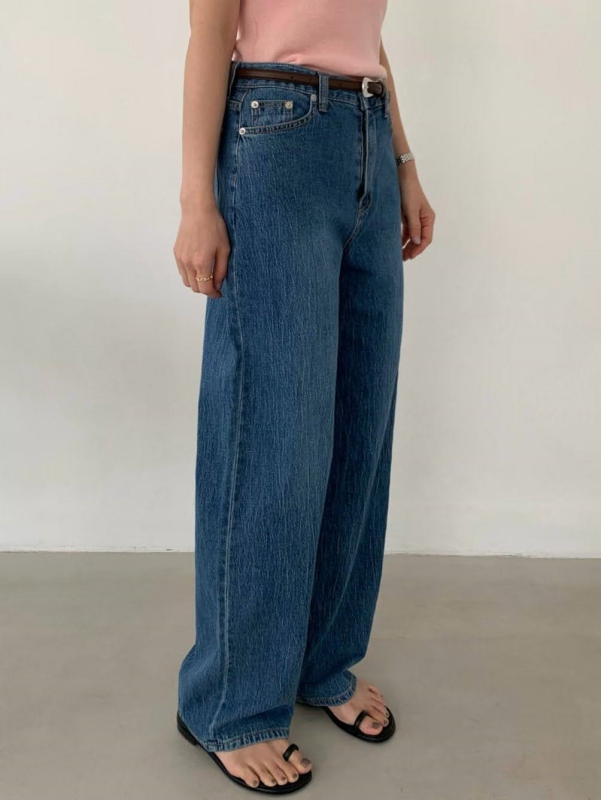 韓 細刷紋牛仔褲