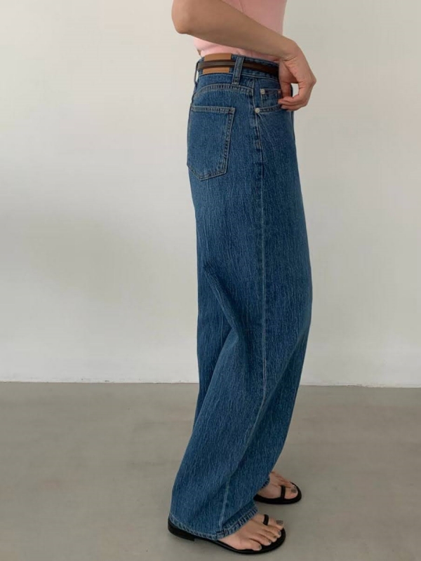 韓 細刷紋牛仔褲