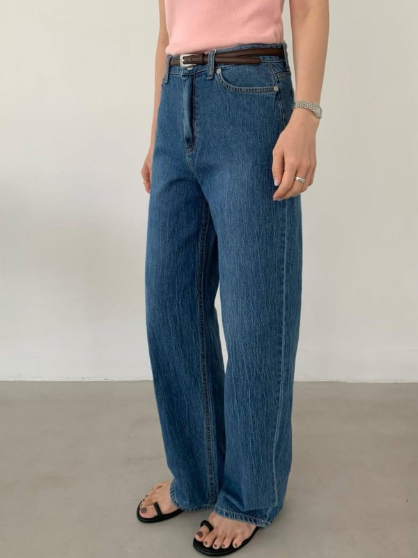 韓 細刷紋牛仔褲