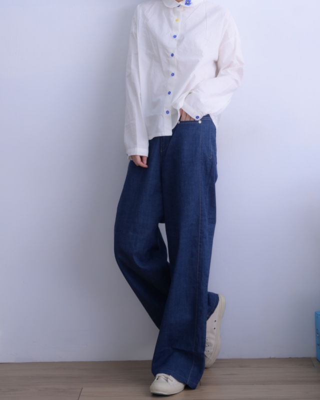 韓 一字口袋牛仔褲 size