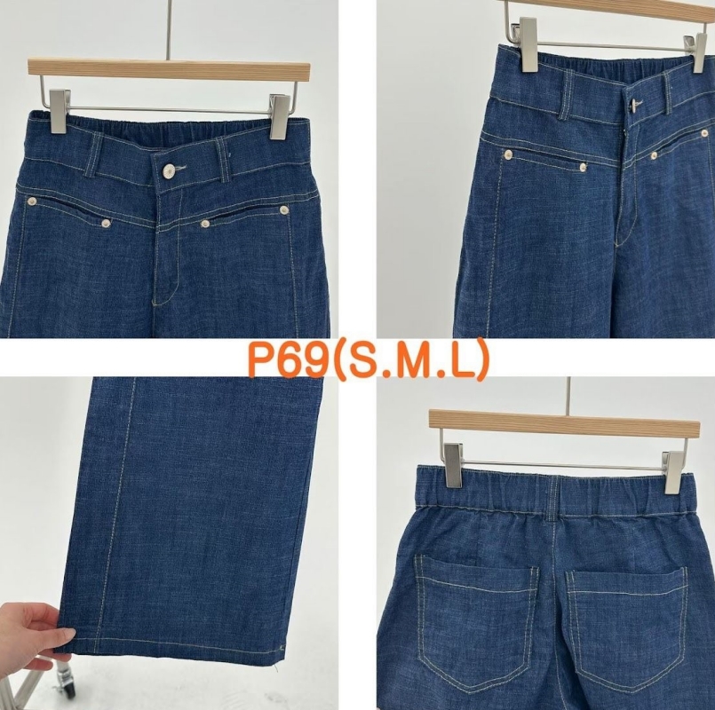 韓 一字口袋牛仔褲 size