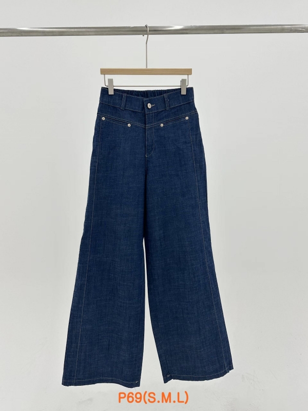 韓 一字口袋牛仔褲 size