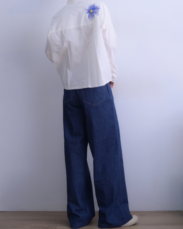 韓 一字口袋牛仔褲 size