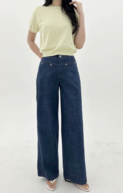 韓 一字口袋牛仔褲 size