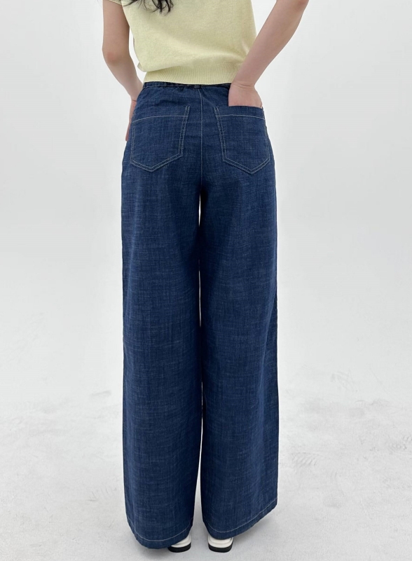 韓 一字口袋牛仔褲 size