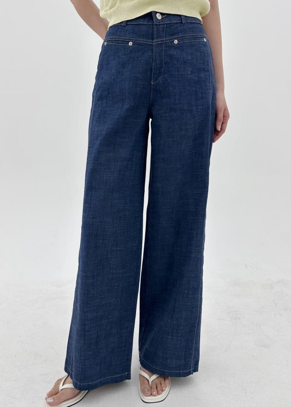 韓 一字口袋牛仔褲 size