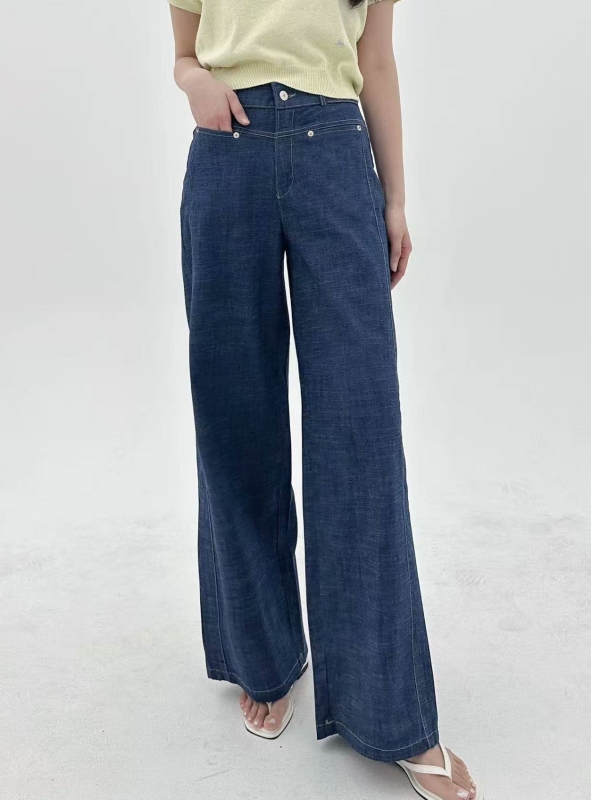 韓 一字口袋牛仔褲 size