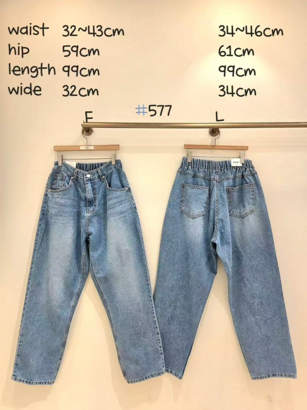 韓 刷色微老爺牛仔褲 size