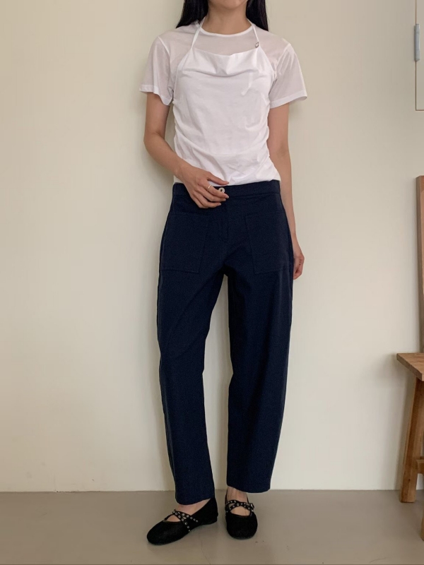 韓 後腰鬆緊前口袋褲 4色 size