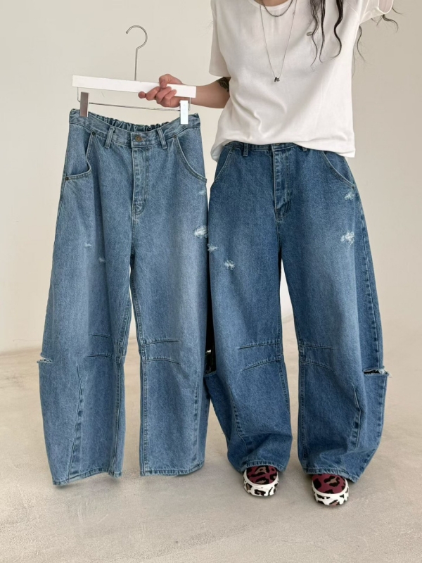 韓 彎彎破牛仔褲 2色