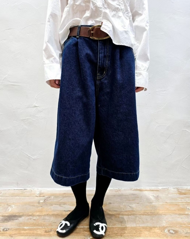 韓八分牛仔寬褲