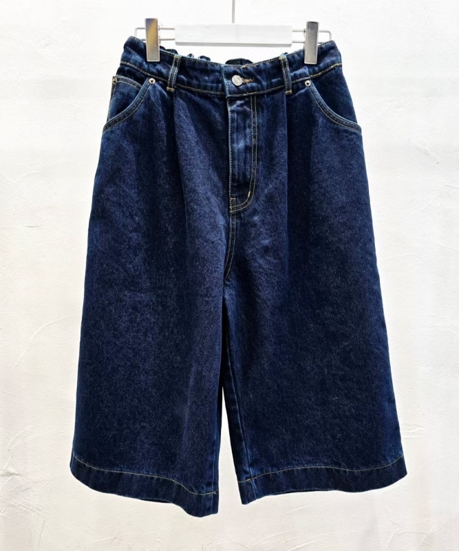 韓八分牛仔寬褲