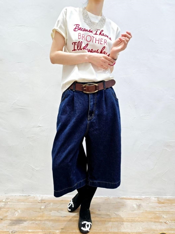 韓八分牛仔寬褲