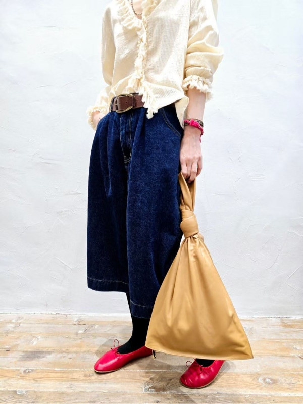 韓八分牛仔寬褲