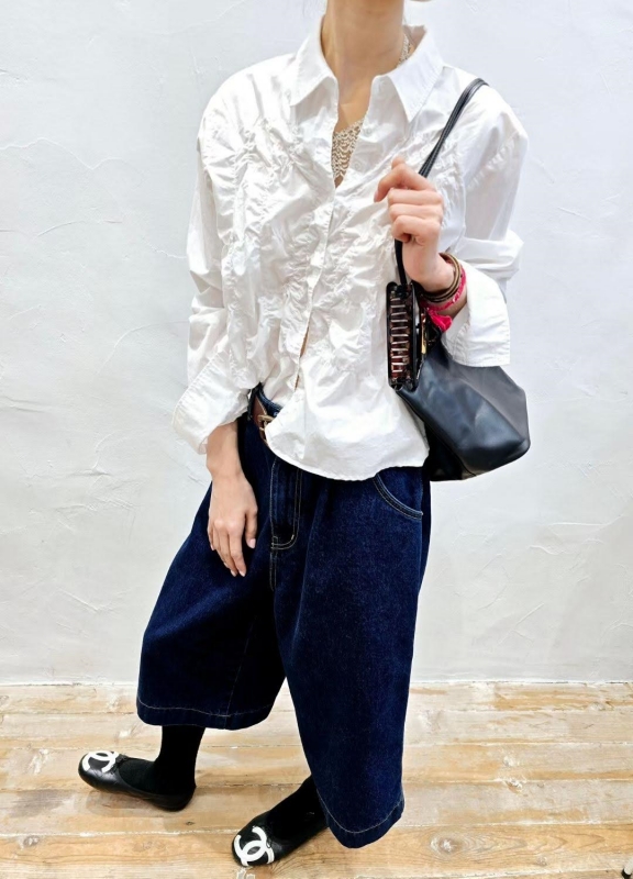 韓八分牛仔寬褲