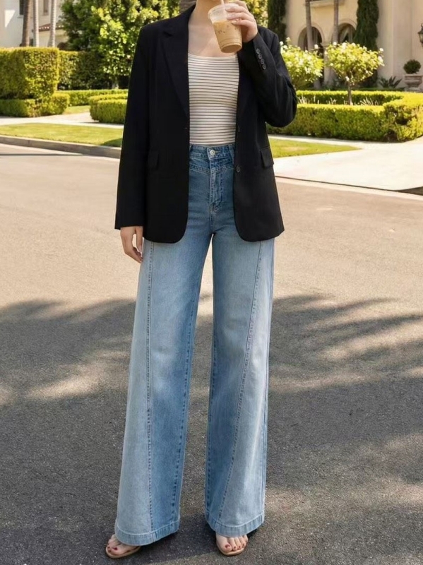 韓 斜線深淺牛仔褲 size