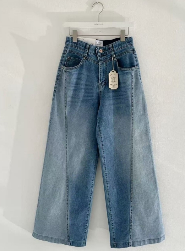 韓 斜線深淺牛仔褲 size