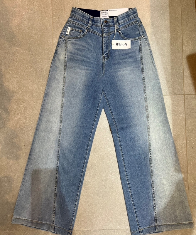 韓 斜線深淺牛仔褲 size