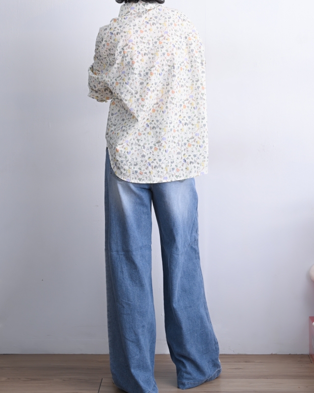 韓 斜線深淺牛仔褲 size