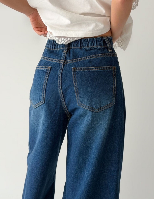 韓 雙層鬚鬚牛仔寬褲 size