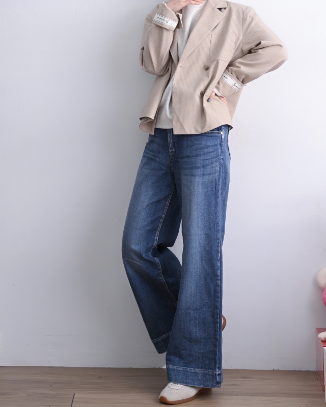 韓 大腿刷色牛仔褲