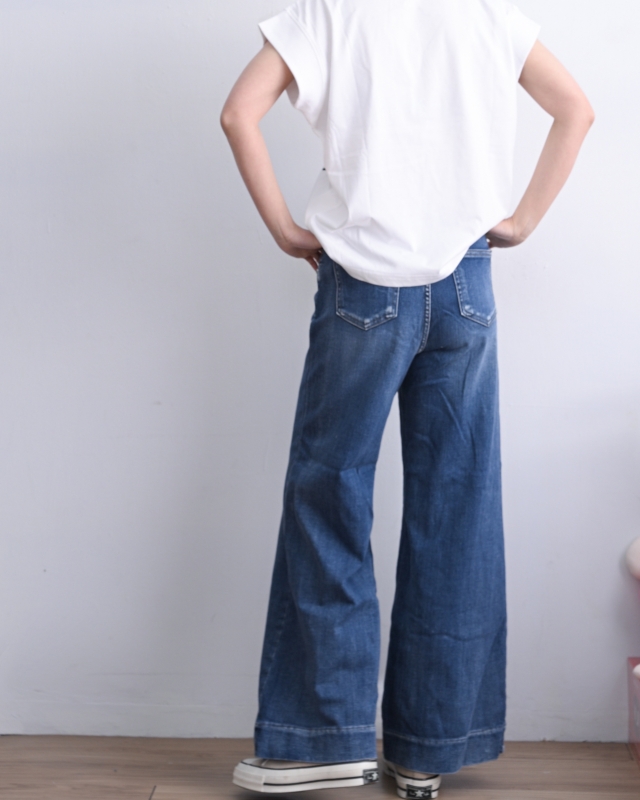 韓 大腿刷色牛仔褲