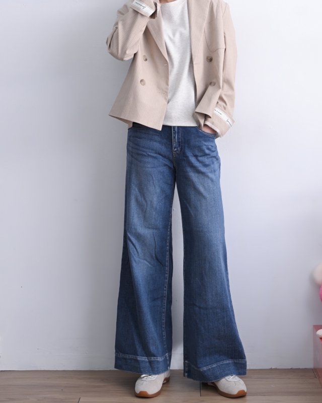 韓 大腿刷色牛仔褲