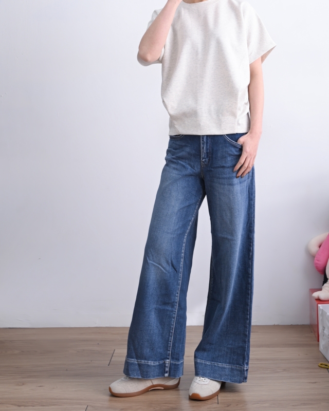 韓 大腿刷色牛仔褲